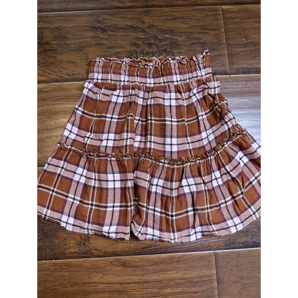 Copper Key Skirt, Size S Girls Brown & Pink Plaid